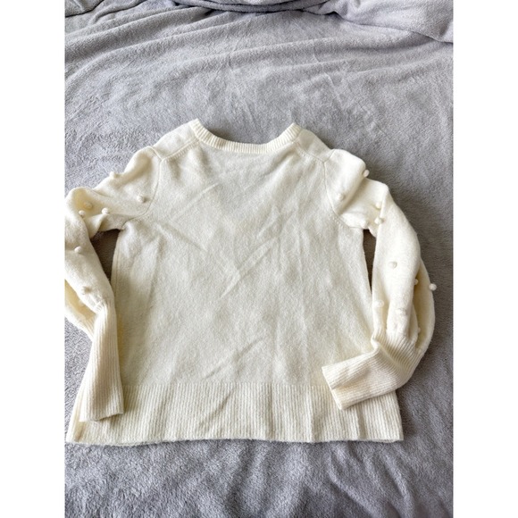 Madewell Women's Sweater Long Sleeve Pom Pom Sleeve Soft Off White Cream Small - Picture 2 of 7
